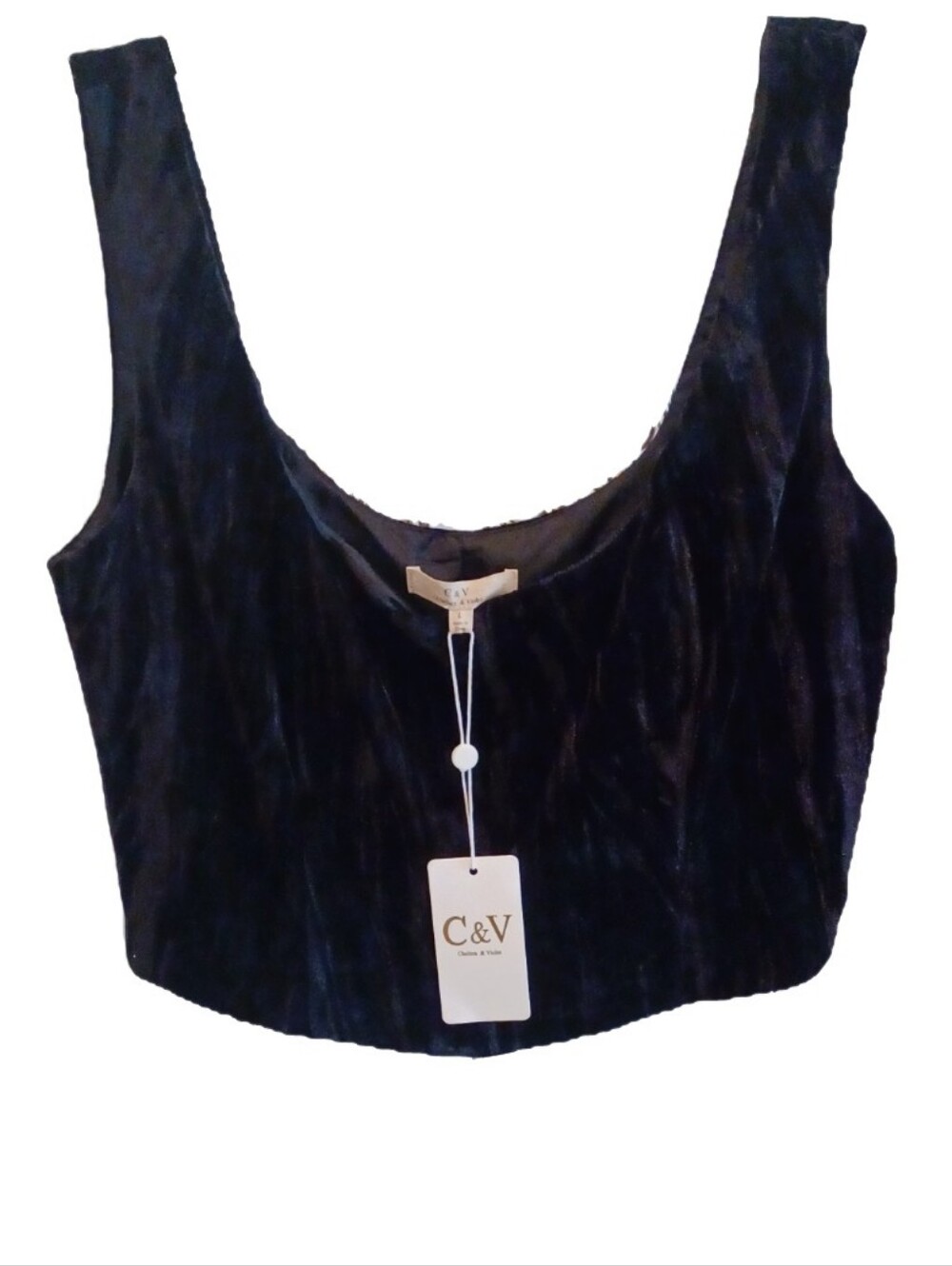 Chelsea & Violet Black Velvet Corset Crop Top